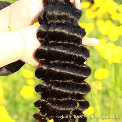 Loose Deep Wave Remy Human Hair Brazilian Hair Weave Bundles With Closure Peruvian Hair Bundles